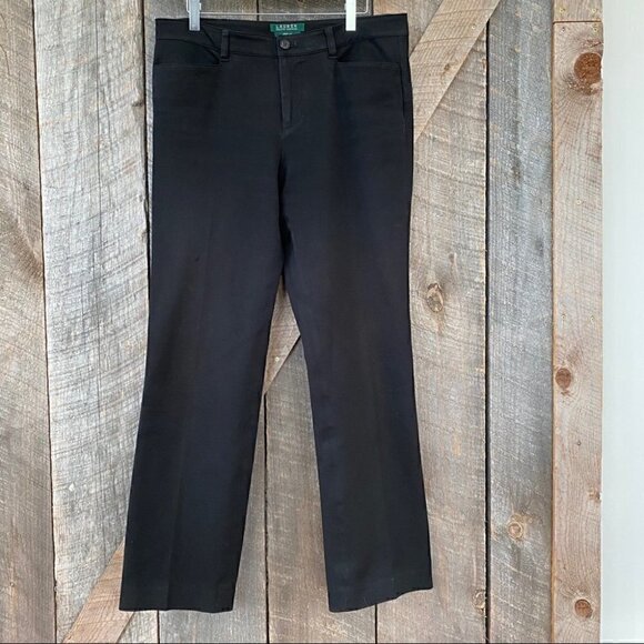 Ralph Lauren Adelle high waisted pants, straight leg, black, stretch cotton - Picture 2 of 5